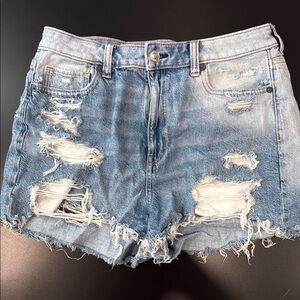 American Eagle Outfitters Blue Distressed Jean Shorts